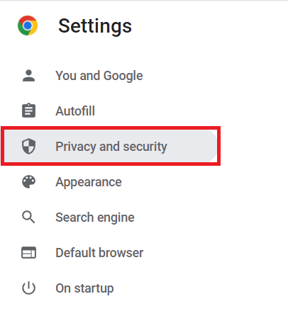 Seleccione Privacidad y seguridad