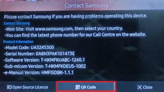 Código QR Póngase en contacto con Samsung Smart TV | inicie sesión en la cuenta de Samsung en el televisor