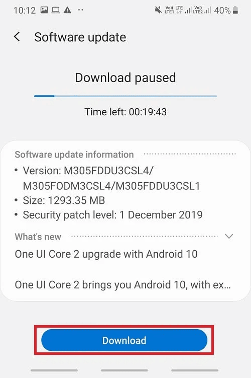 Actualice su dispositivo Android |  Hubo un problema con el servidor 400