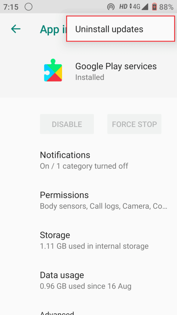 Desinstalar actualizaciones de YouTube 