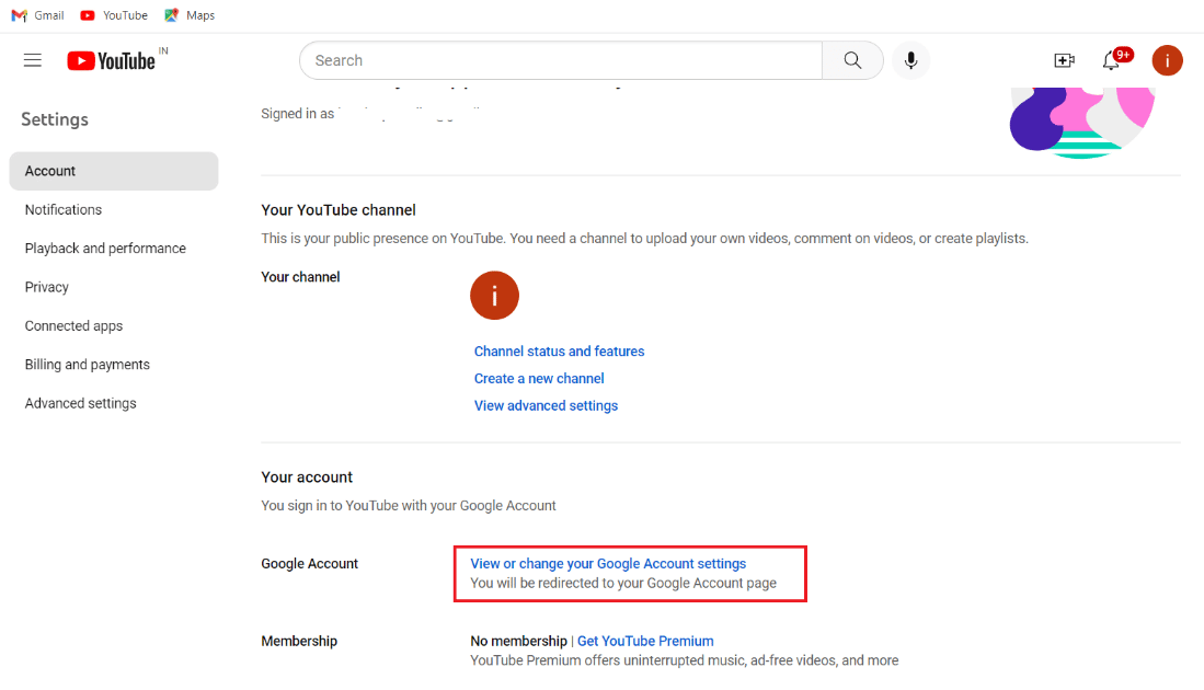 Haga clic en Ver o cambiar la configuración de su cuenta de Google
