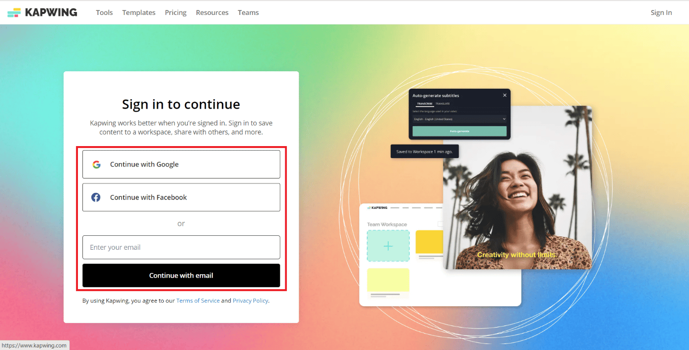 Inicie sesión con su cuenta de Google o su dirección de correo electrónico.