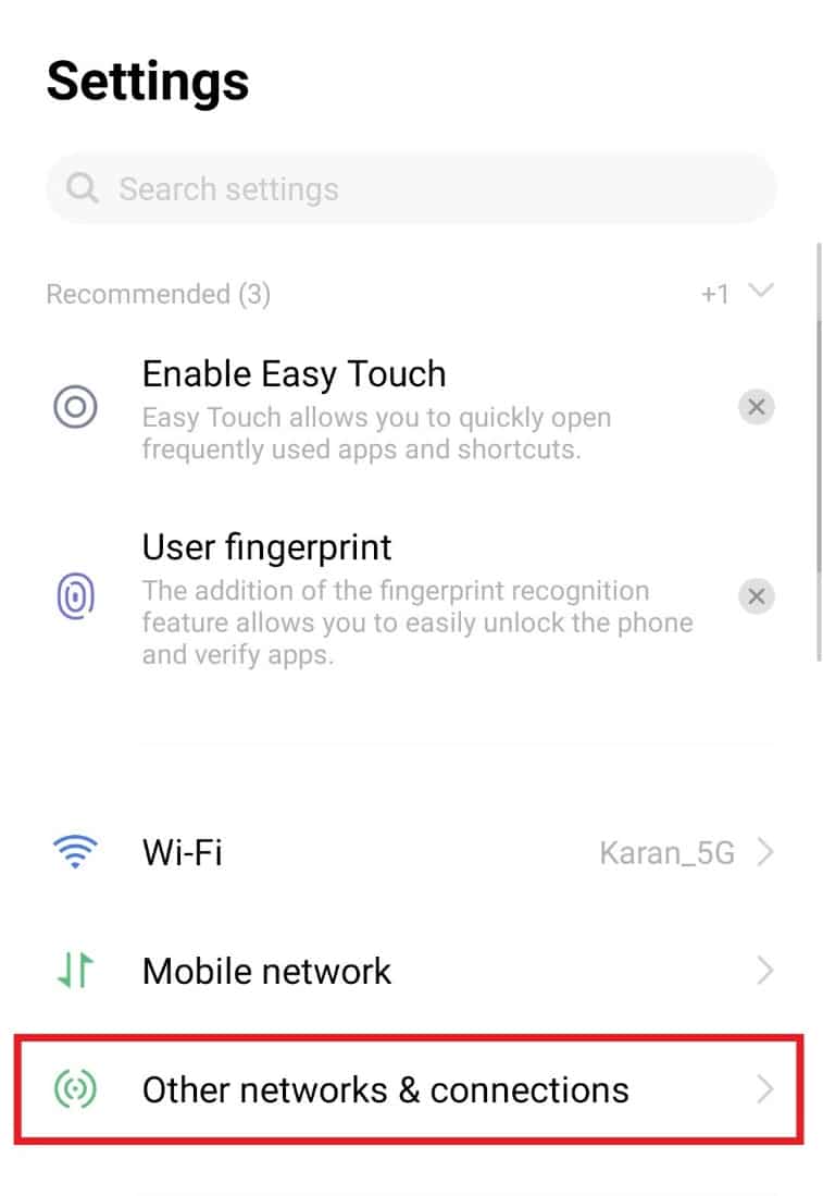Seleccione Otras redes y conexiones.  Las 10 mejores formas de corregir errores al cargar medios en Facebook Messenger