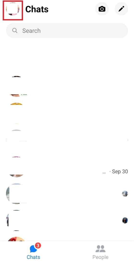 Toca tu foto de perfil.  Las 10 mejores formas de corregir errores al cargar medios en Facebook Messenger