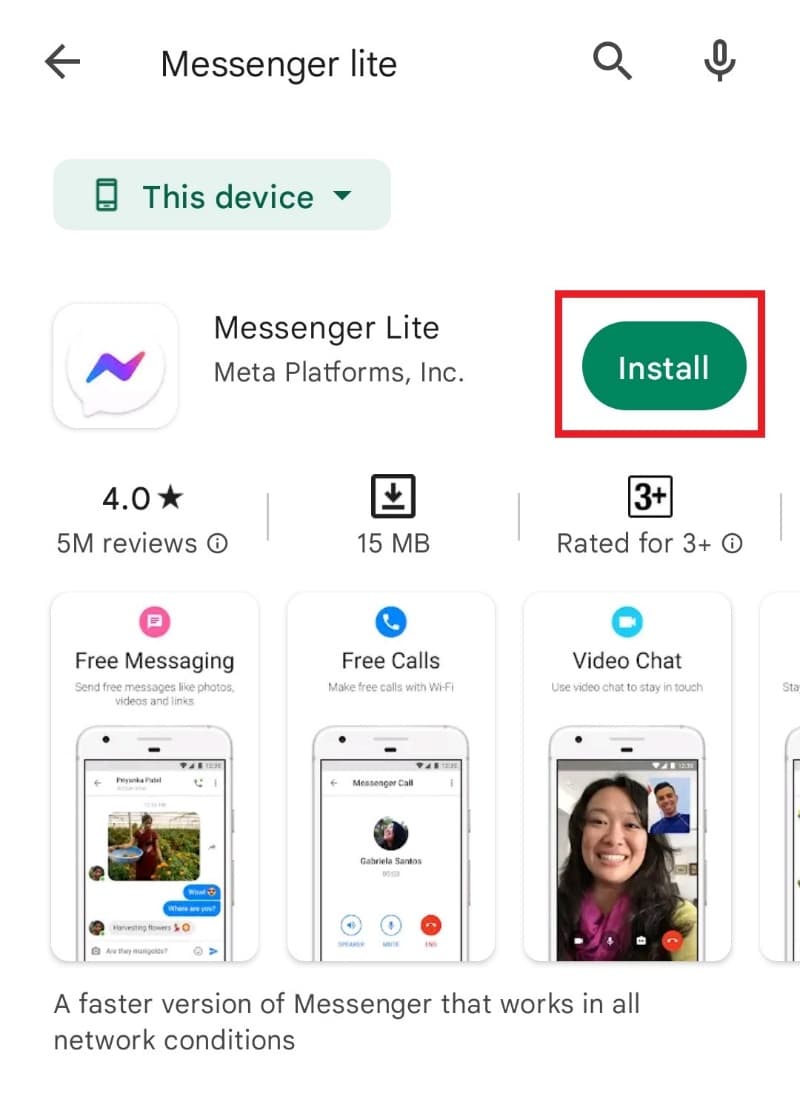 Instalar Messenger Lite 