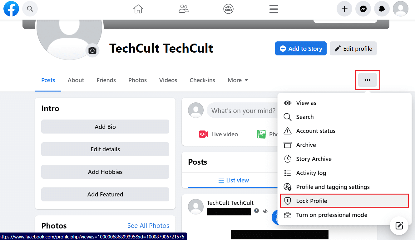 icono de tres puntos - Perfil de bloqueo