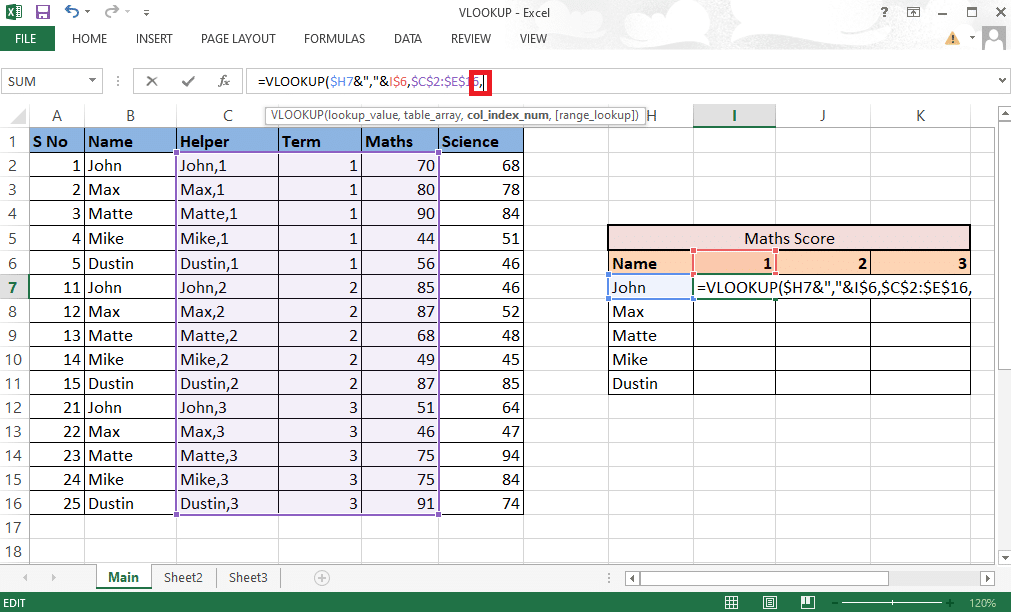 Agregue una coma (,) y pase al siguiente argumento col_index_num 