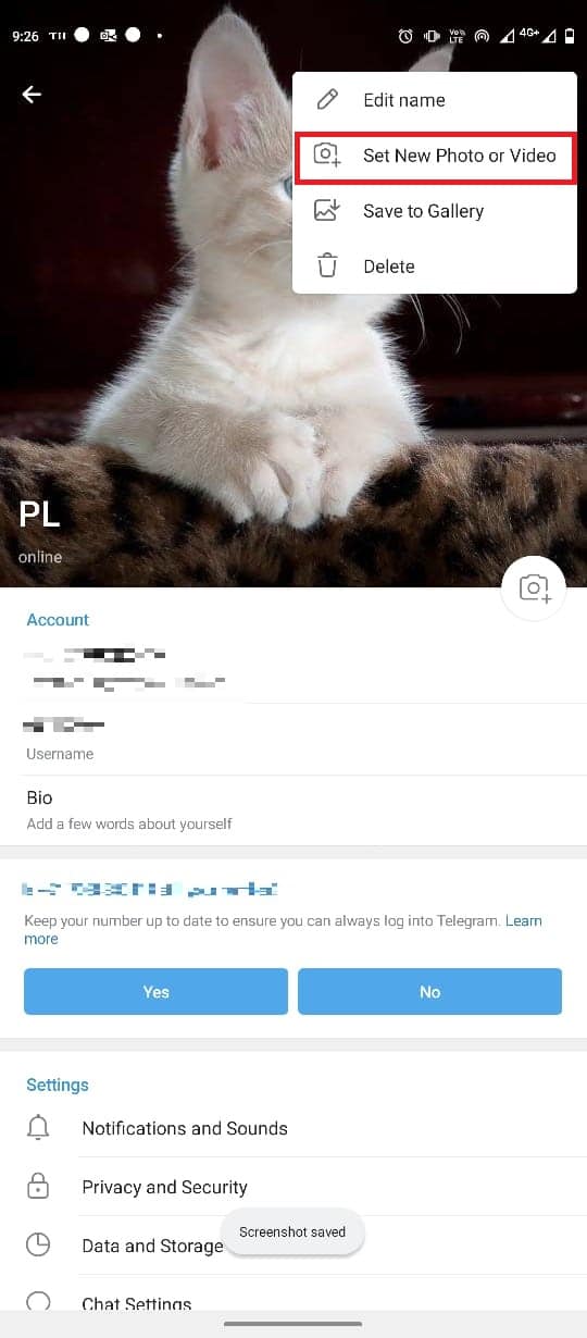 toque Establecer nueva foto o video 