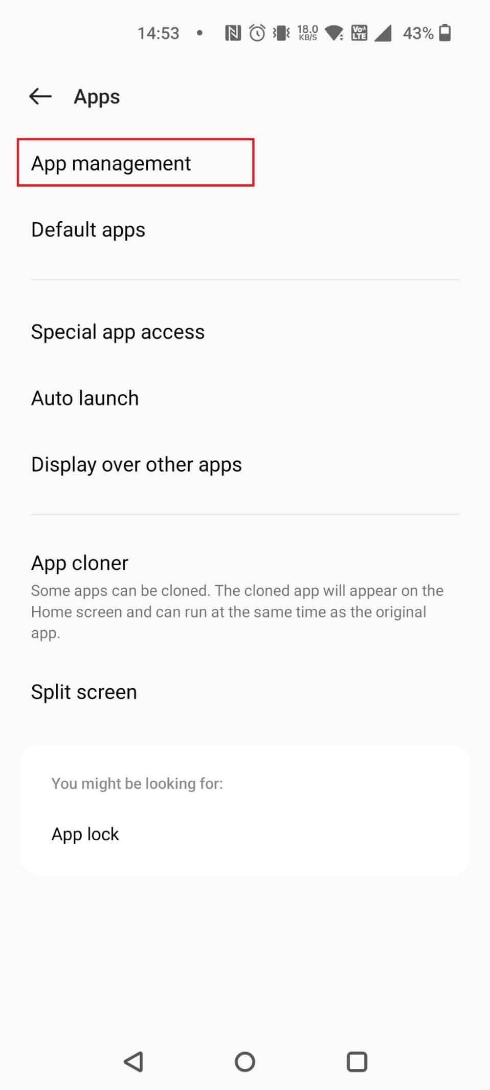 Toque Gestión de aplicaciones |  Cómo restablecer o borrar las sugerencias de búsqueda de Instagram