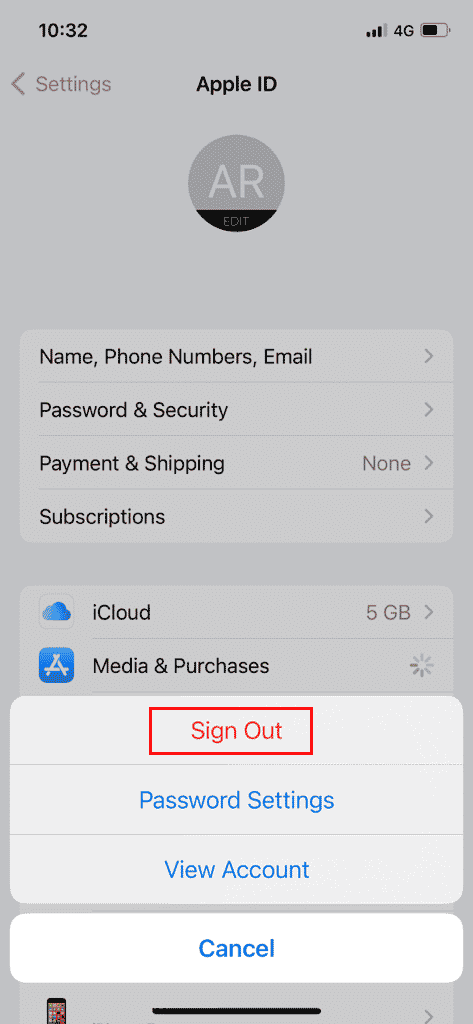 cerrar sesión ID de Apple