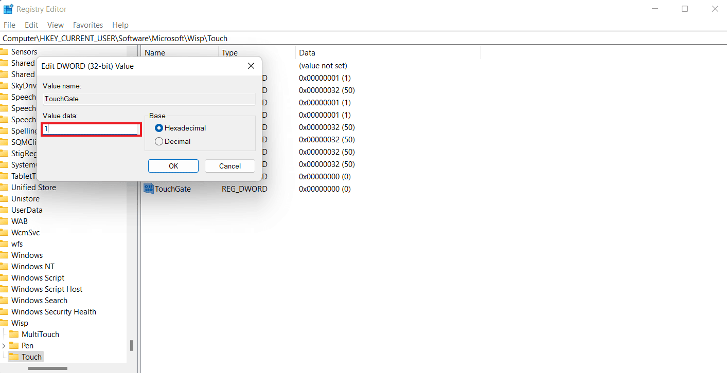 Establezca los datos de valor de TouchGate de 0 a 1. Corrija la falta de pantalla táctil compatible con HID