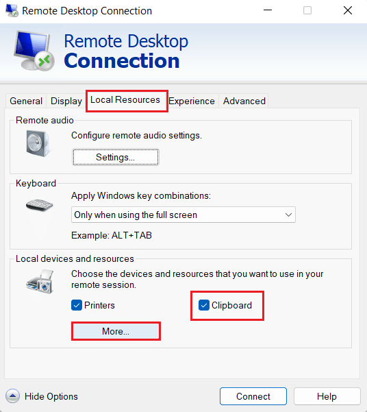 Seleccione Portapapeles y haga clic en Más 