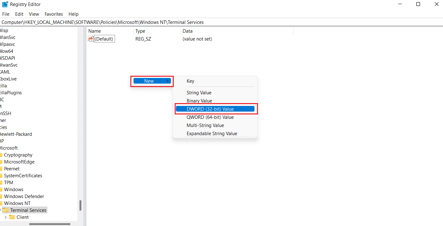 Toque Nuevo para crear un valor DWORD (32 bits) 