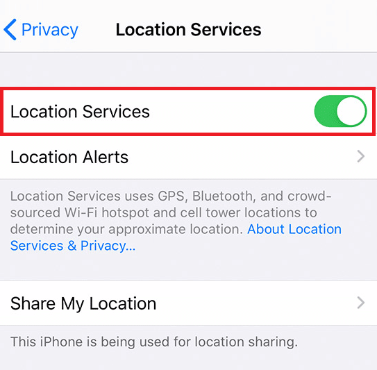 Servicios de ubicación Alternar configuración de iPhone |  ¿Cómo puedes saber si alguien apagó su ubicación en el iPhone?