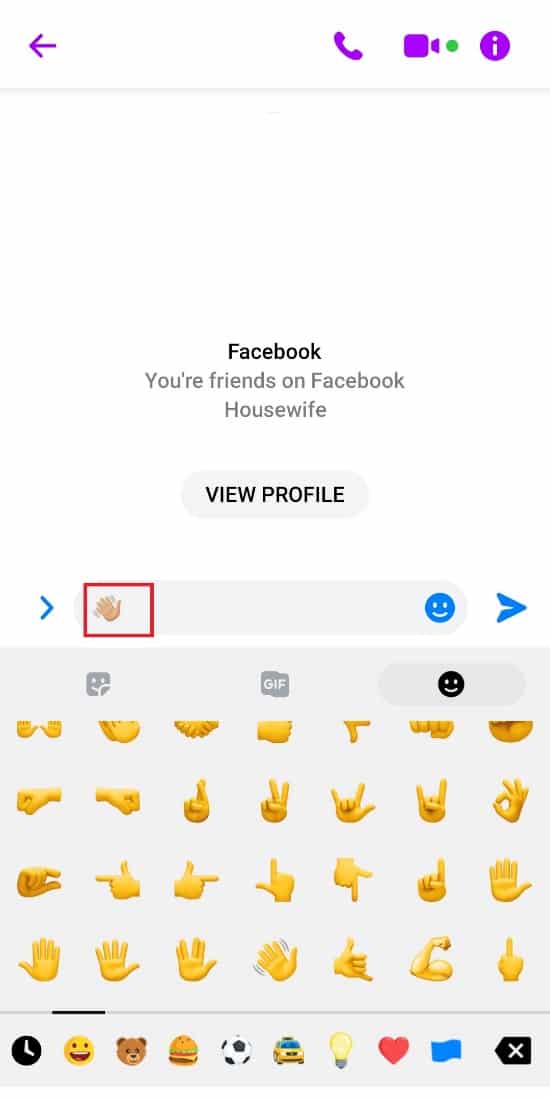 Toca el emoji de onda | Función de onda de Facebook y emoji en messenger