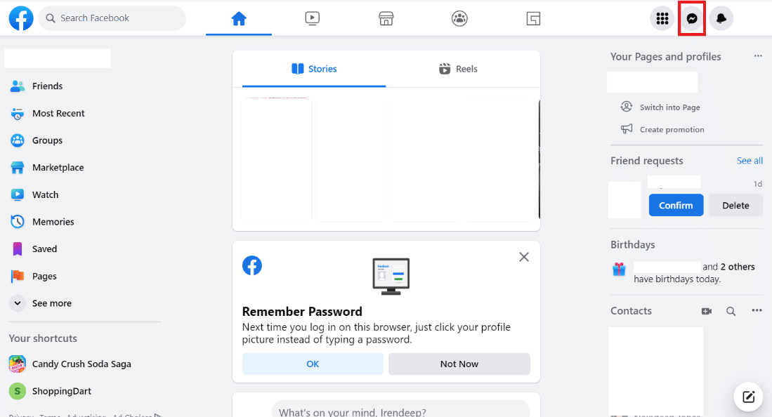 Haga clic en el icono de Messenger | Función de onda de Facebook y emoji en messenger