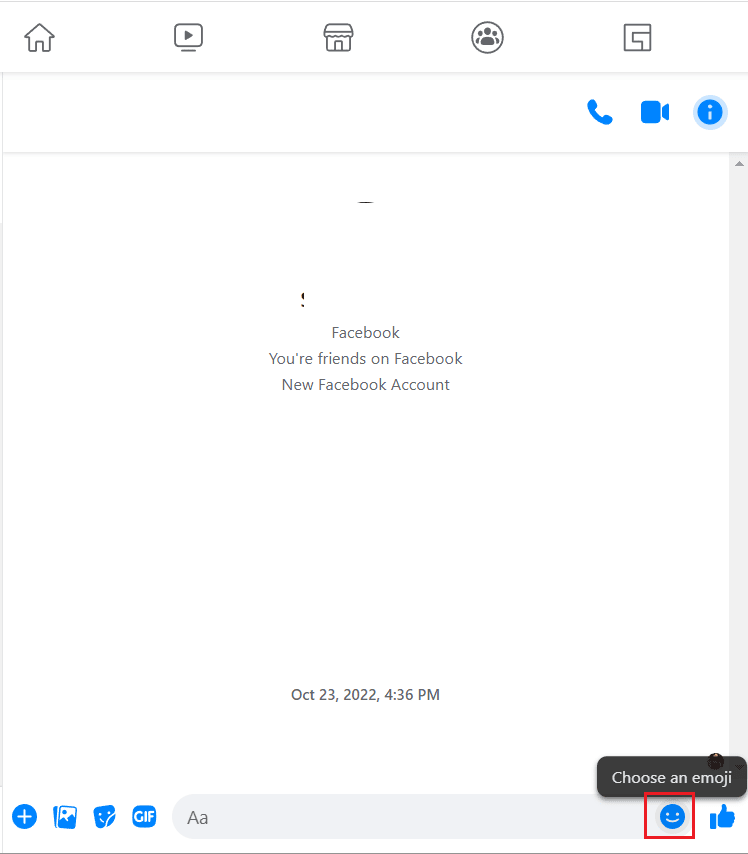Haga clic en el icono de emoji | Función de onda de Facebook y emoji en messenger