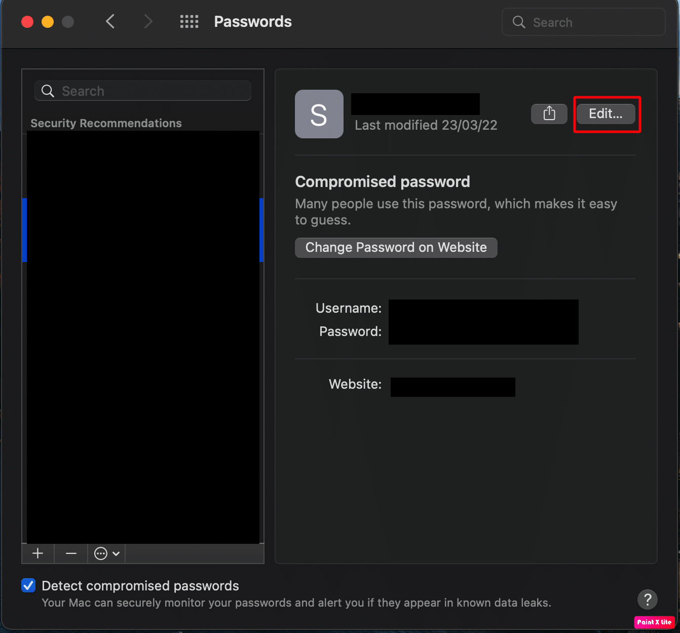 elegir la opción de edición