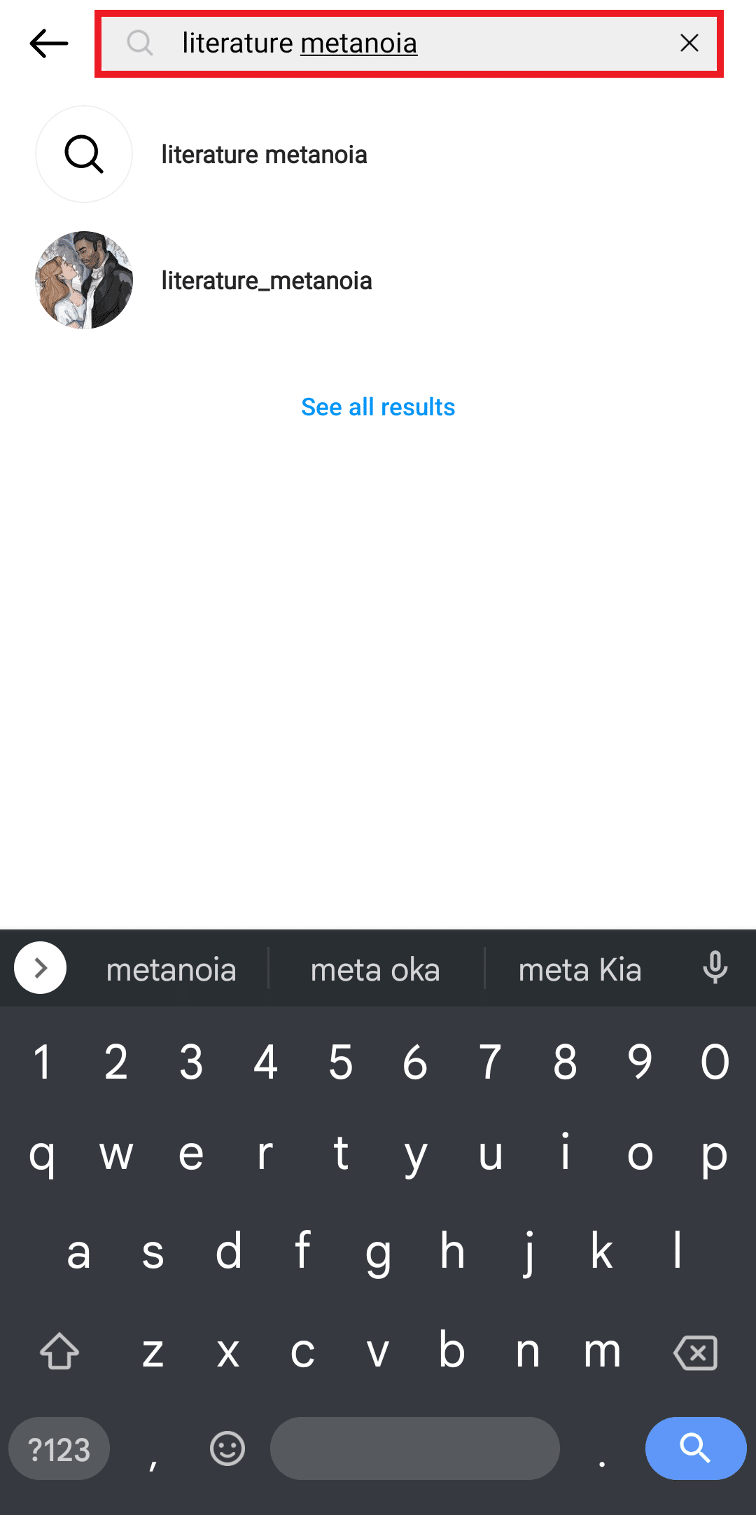 escriba nombre de usuario en la barra de búsqueda