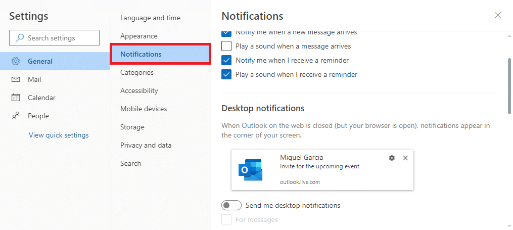 navega a la sección de Notificaciones