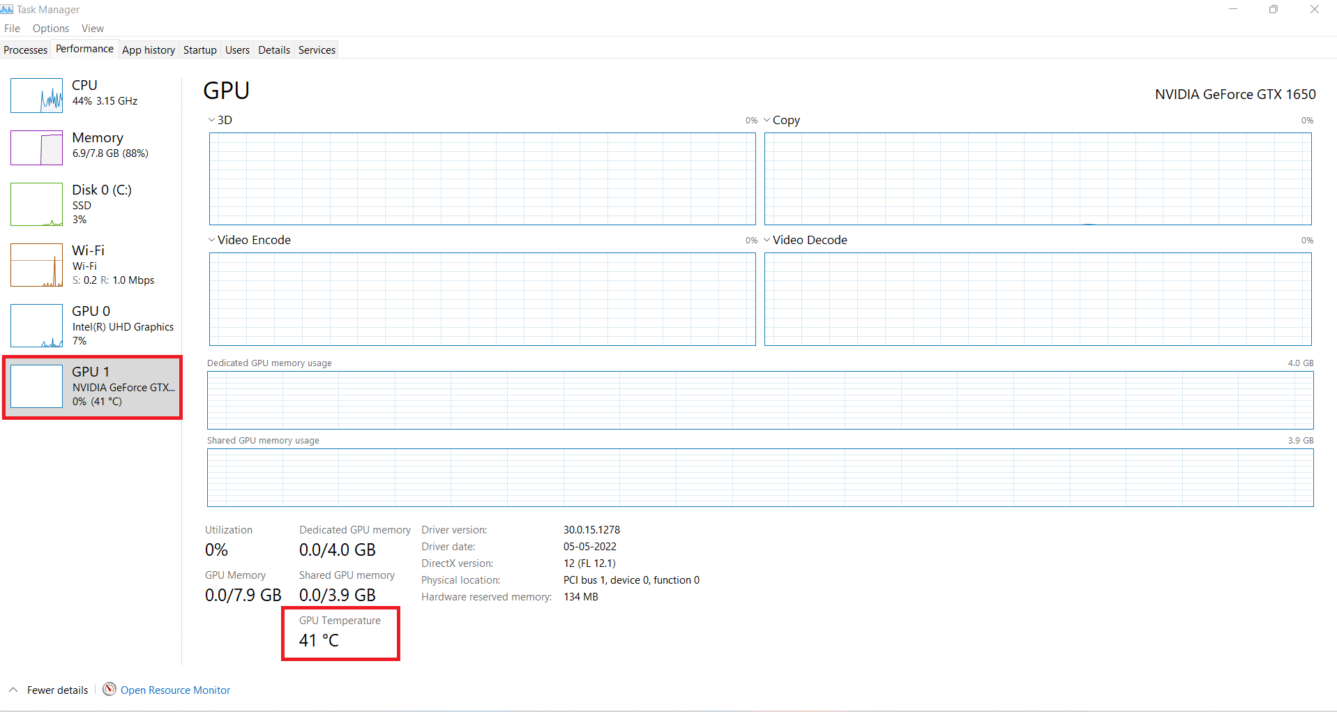 Supervisión de la temperatura de la GPU mediante el administrador de tareas en Windows 11