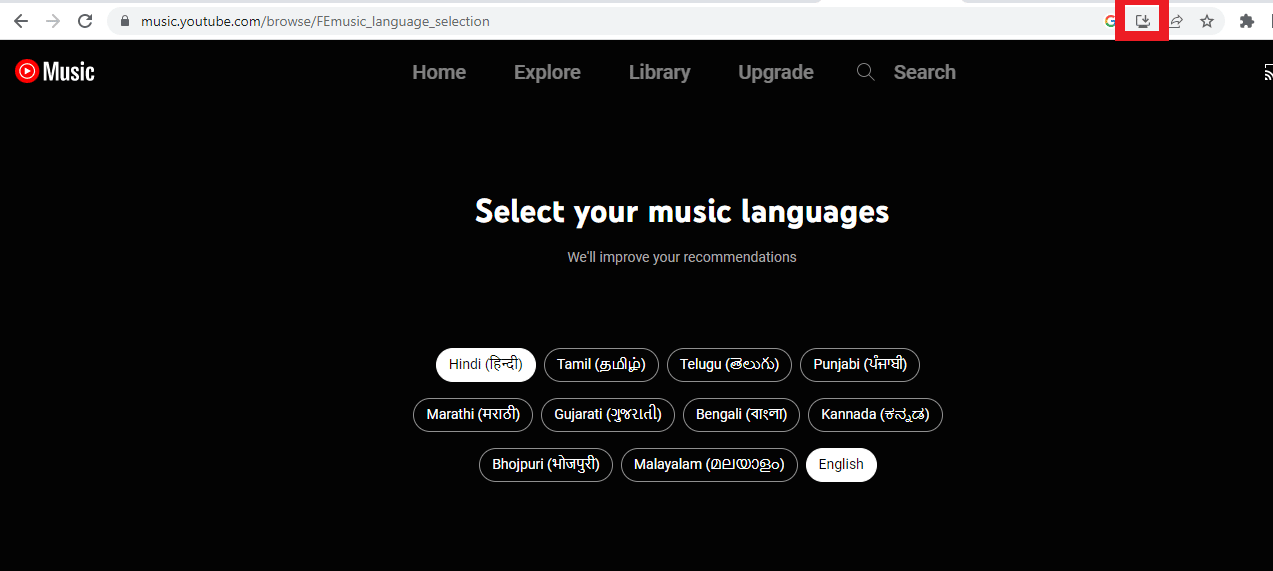 En Google Chrome, haga clic en el símbolo de instalación de YouTube en la barra de URL y luego, después de recibir una ventana emergente de confirmación, haga clic en instalar | Cómo instalar la aplicación de escritorio de música de YouTube Windows