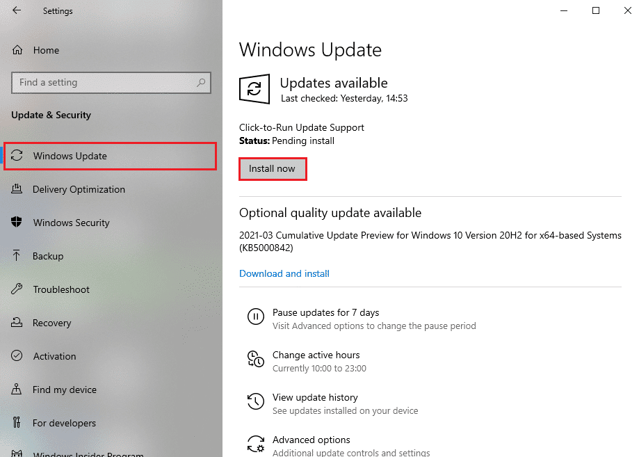 Haga clic en instalar ahora para descargar las actualizaciones disponibles.  Reparar la pantalla de bloqueo de Windows Spotlight no funciona