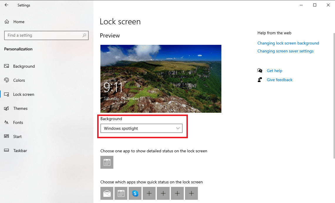 seleccione el punto de mira de Windows 