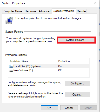 Realice la restauración del sistema en su PC.  Reparar la pantalla de bloqueo de Windows Spotlight no funciona