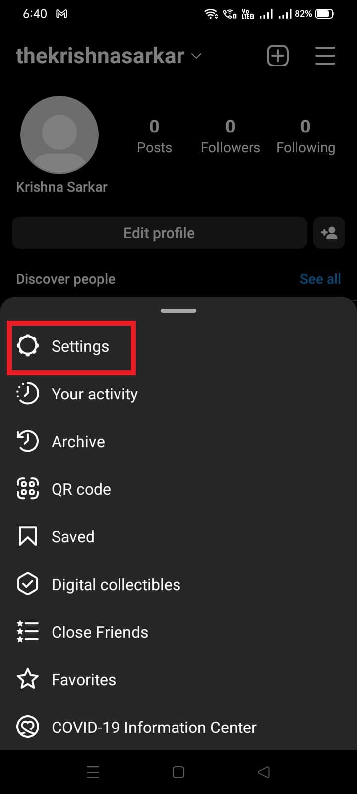 abrir el menú de configuración