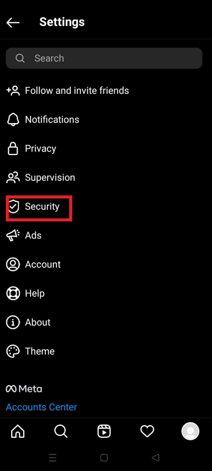 abre el menú de seguridad