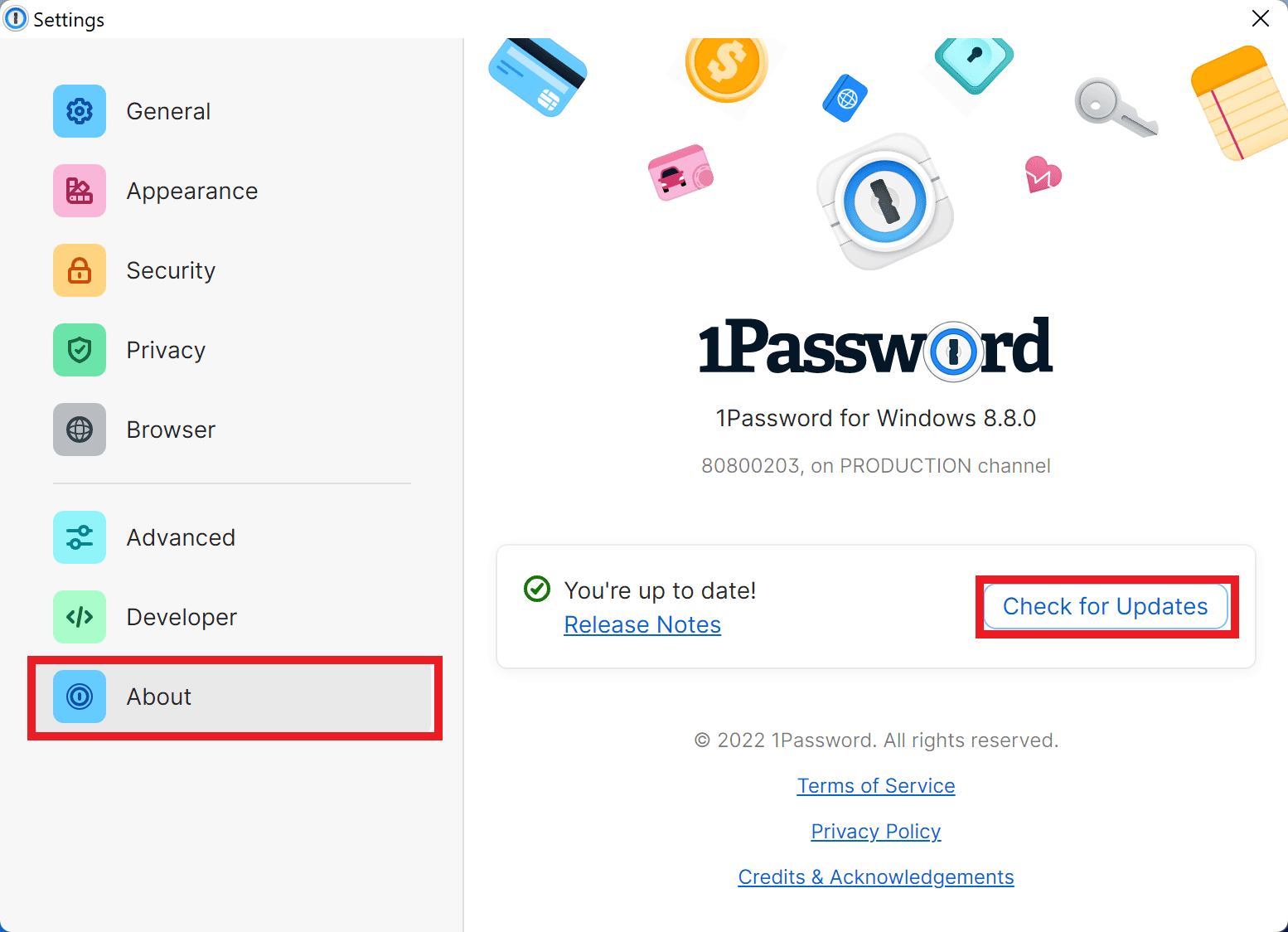 comprobar si hay actualizaciones.  Arreglar 1Password que no se sincroniza entre dispositivos