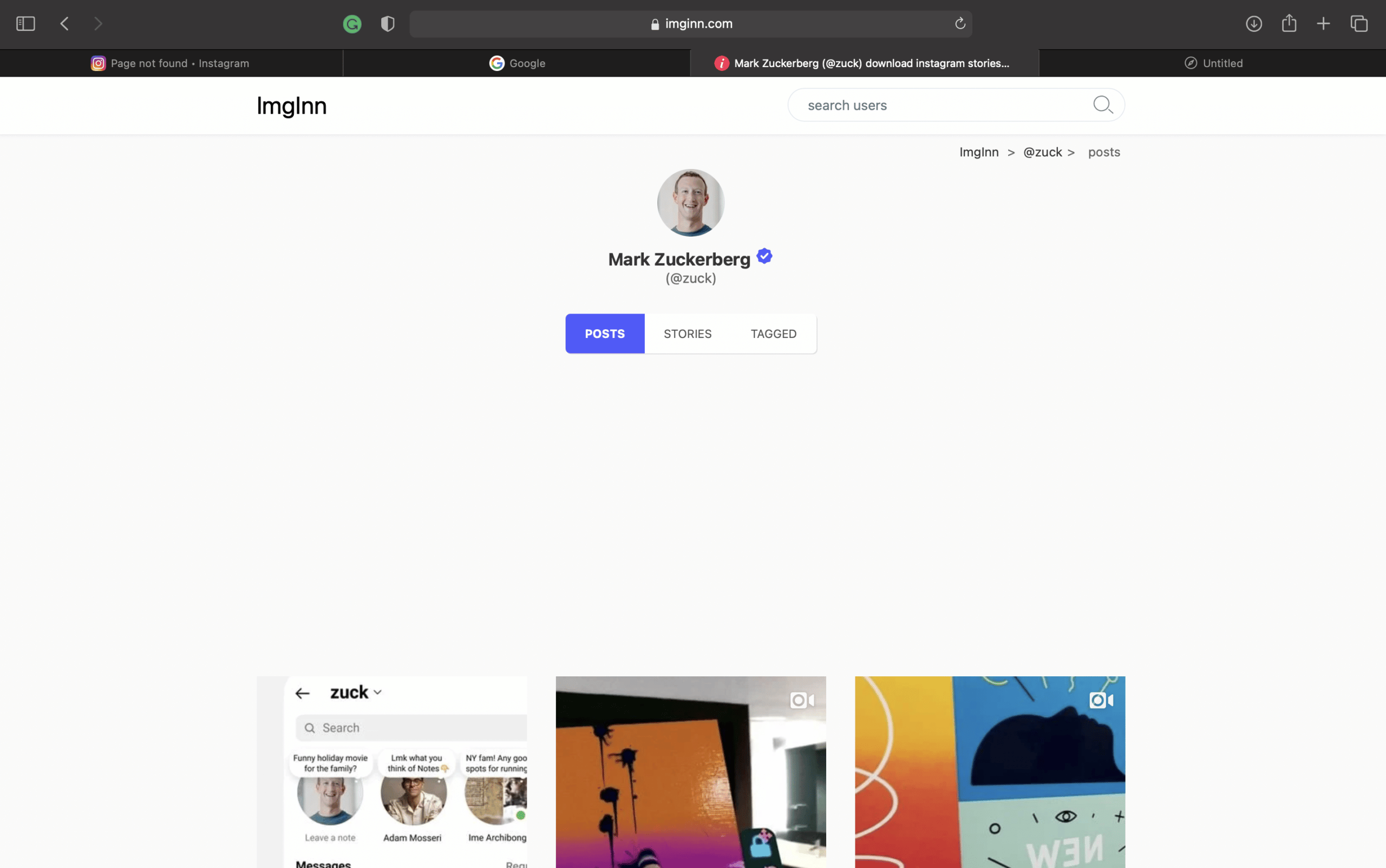 Haga clic en la imagen de perfil para ver el perfil y ver cualquiera de las imágenes.