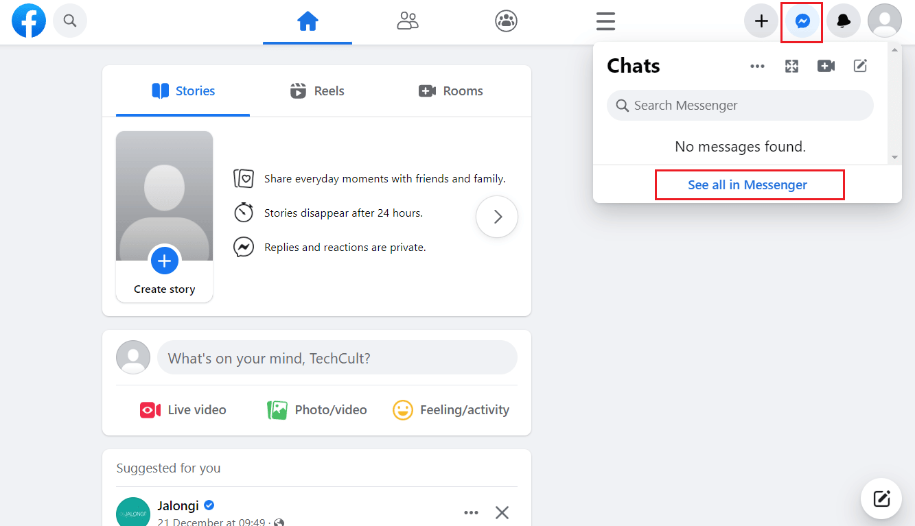 Haga clic en el icono de Messenger - Ver todo en Messenger