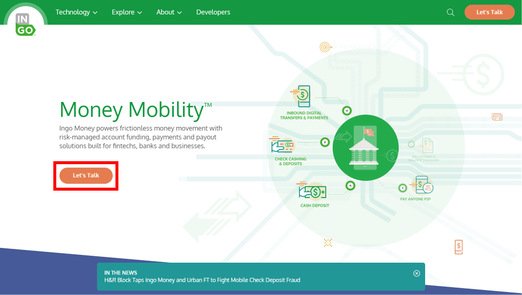 Haga clic en el botón Hablemos en la página de inicio.