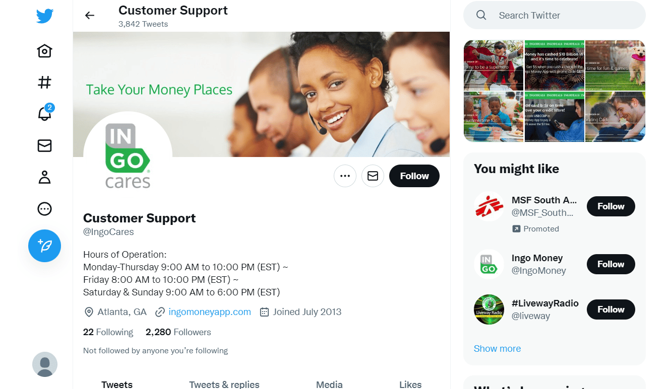 Mensaje Directo @IngoCares sobre su consulta o reclamo |  Chat en vivo de Ingo Money