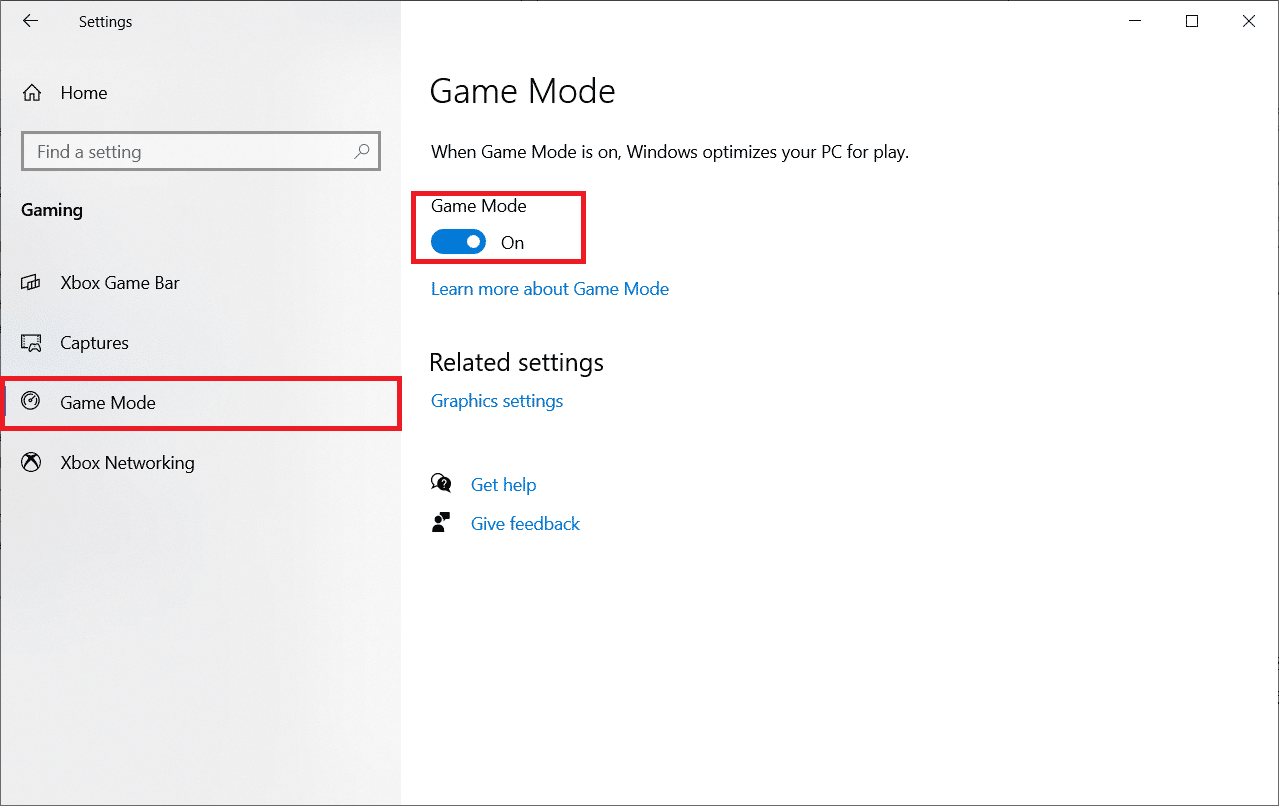 activa el modo de juego. Arreglar la tartamudez de Valheim en Windows 10