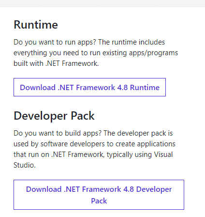 No haga clic en Descargar .NET Framework 4.8 Developer Pack. Arreglar la tartamudez de Valheim en Windows 10