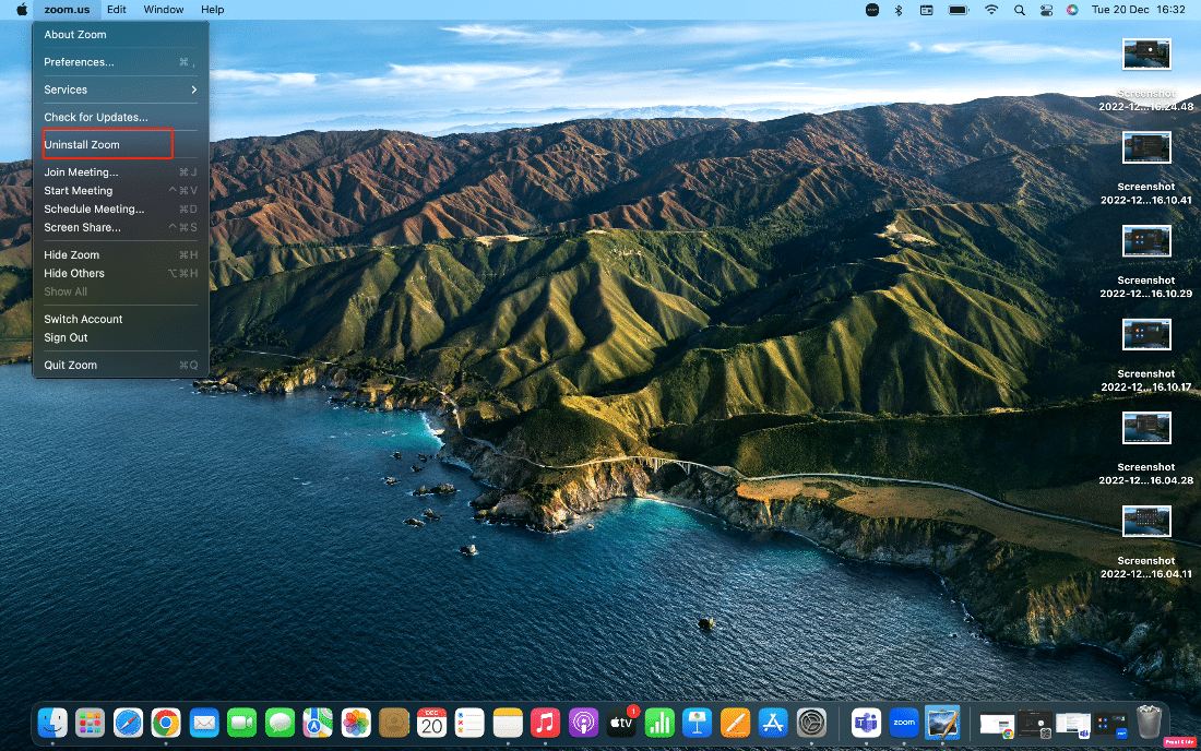 haga clic en la opción de desinstalar zoom | El micrófono AirPods no funciona en Zoom en Mac