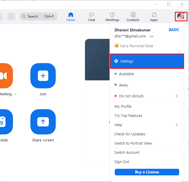 Luego, seleccione la opción Configuración | El micrófono AirPods no funciona en Zoom en Mac