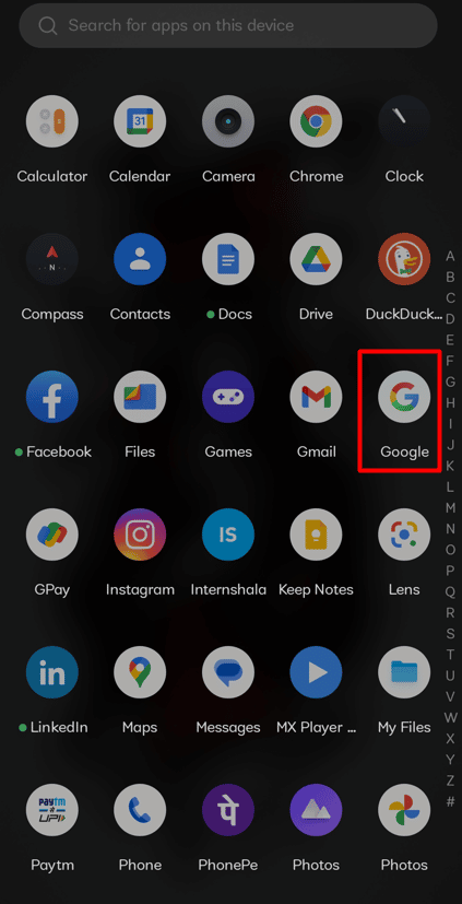 inicia la aplicación de Google