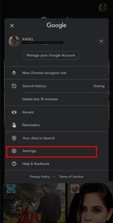 Seleccione Configuración en el menú. | desactivar las búsquedas de tendencia en Google Chrome