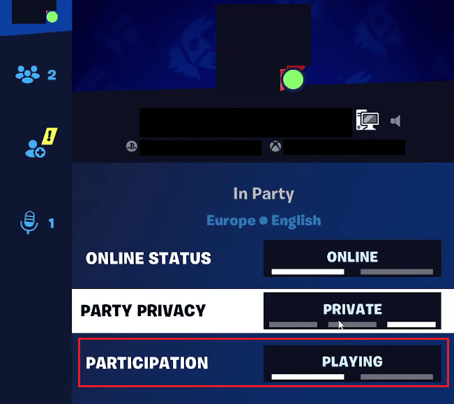 clic en la opción JUGAR de la sección PARTICIPACIÓN | cambiar a espectador en Fortnite creativo