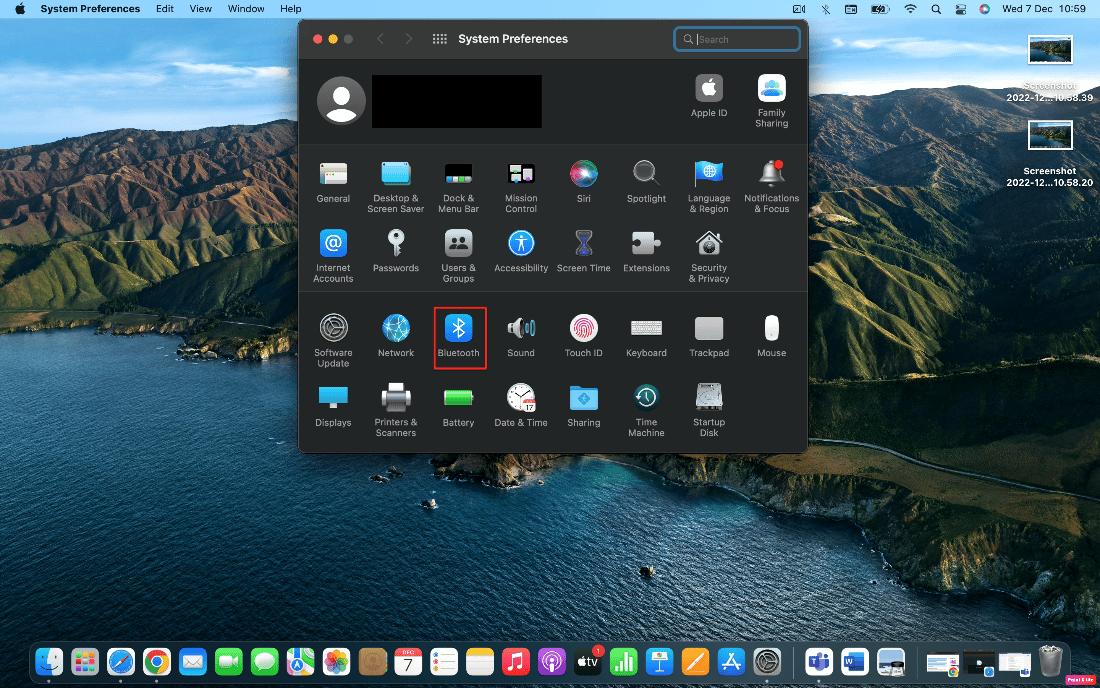 Haga clic en la opción Bluetooth