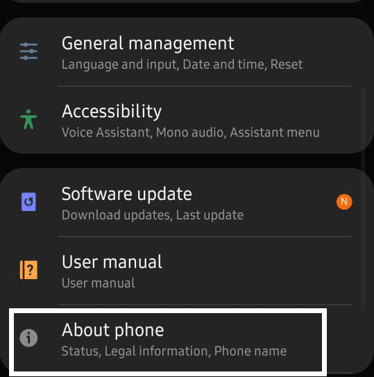 Abra Configuración - Acerca del teléfono
