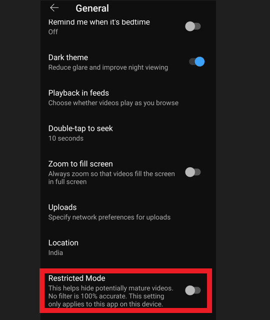Desactivar el modo restringido | Cómo desactivar el modo restringido en YouTube Android