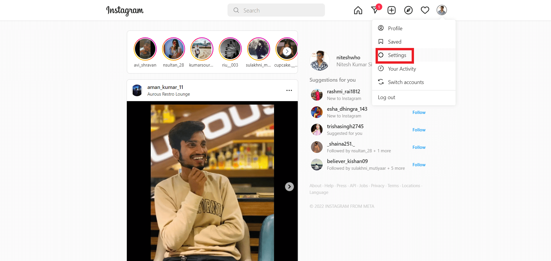 Haz clic en tu foto de perfil y luego selecciona Configuración. | reactivar mi cuenta de Instagram antes de 7 días