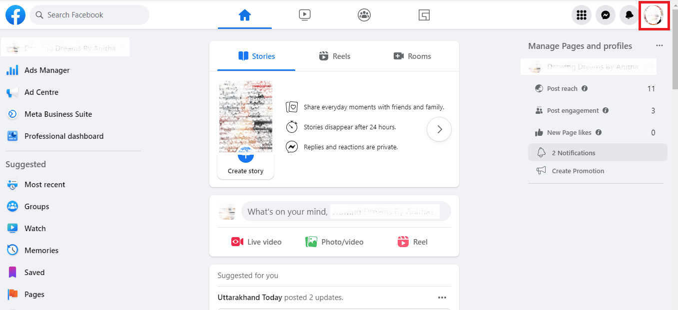 Haga clic en el icono de la cuenta en la esquina derecha de la pantalla de su escritorio 