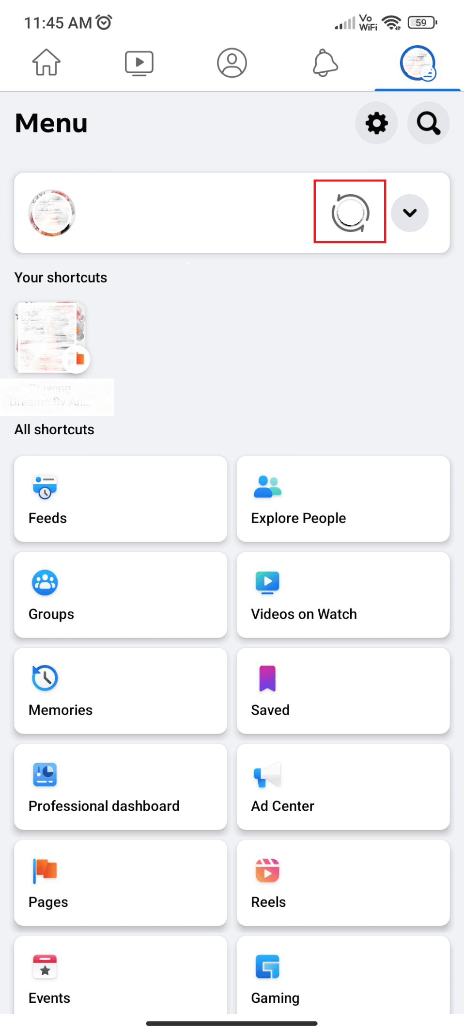 Ahora haga clic en el icono pequeño con una flecha circular en la parte superior derecha de la pantalla del móvil 