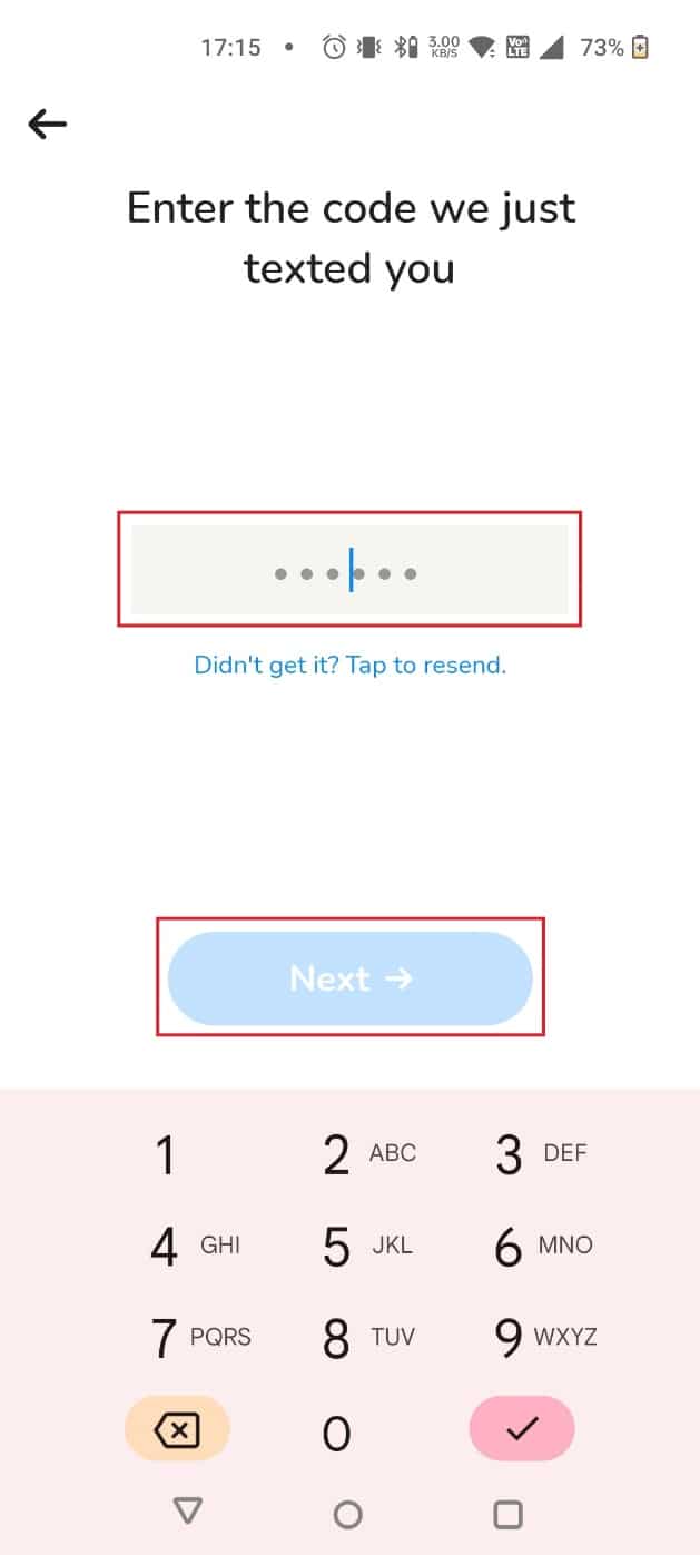Ingrese el código de verificación enviado a su número de teléfono